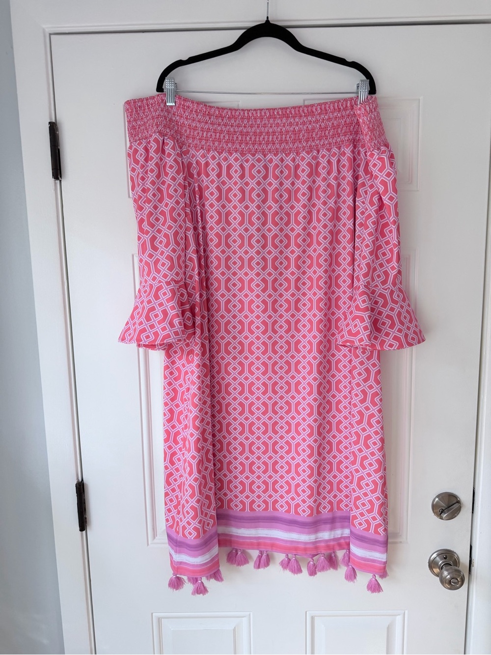 NWT CABANA LIFE SIZE 3x pink mini off the shoulder dress geometric print